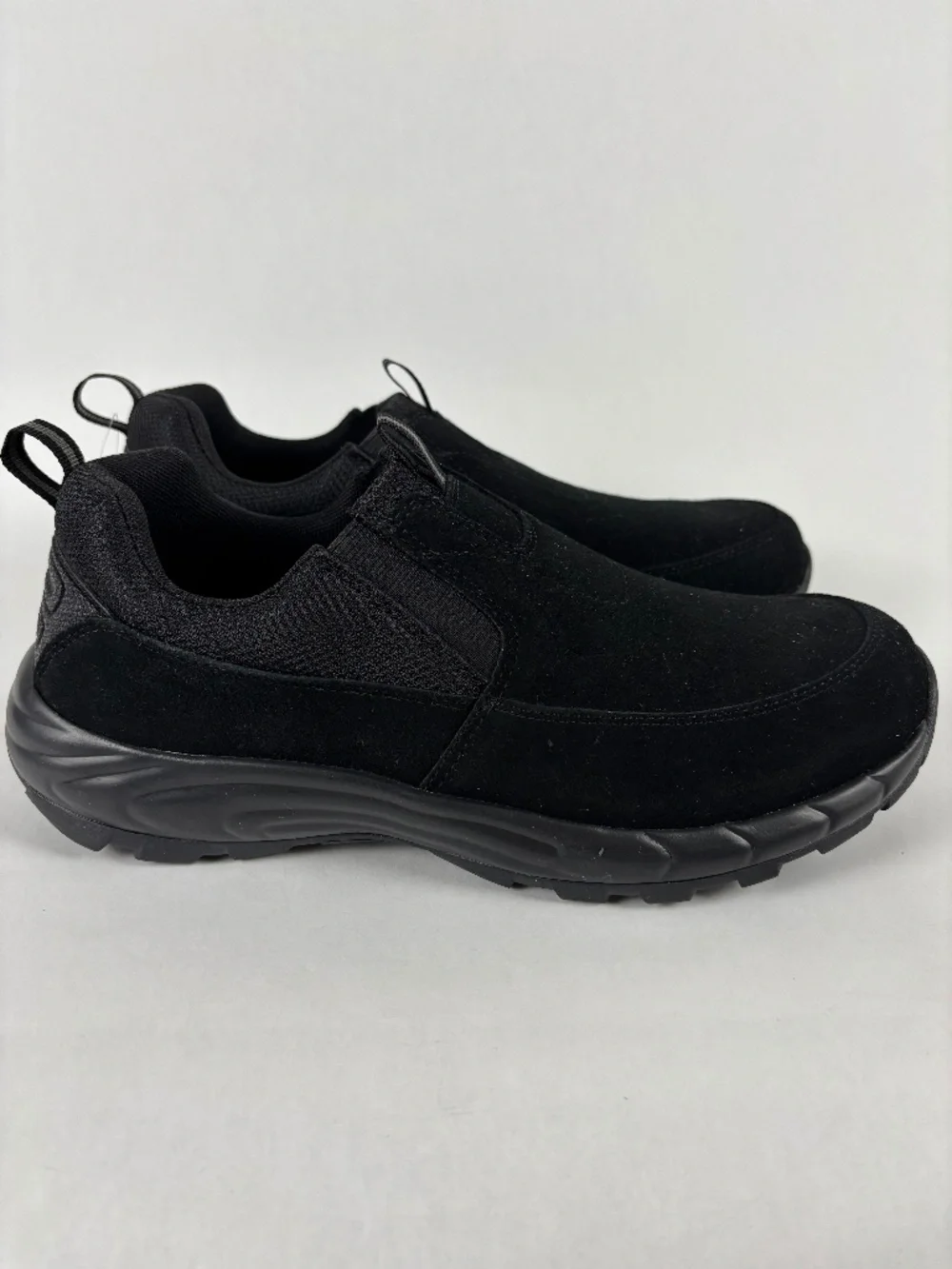 George, Slip-On, Sneakers/Shoes, Black Genuine Suede, Memory Foam, Size 8.5 W